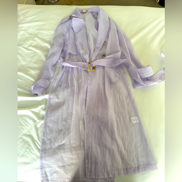 Dolan Purple Trench Coat with Belted Waist and Shawl Collar - Picture 2 of 3